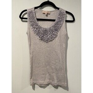 Philosophy Tank Top Womens XS Grey Rose Ribbed Knit Stretch Travel Vacation
